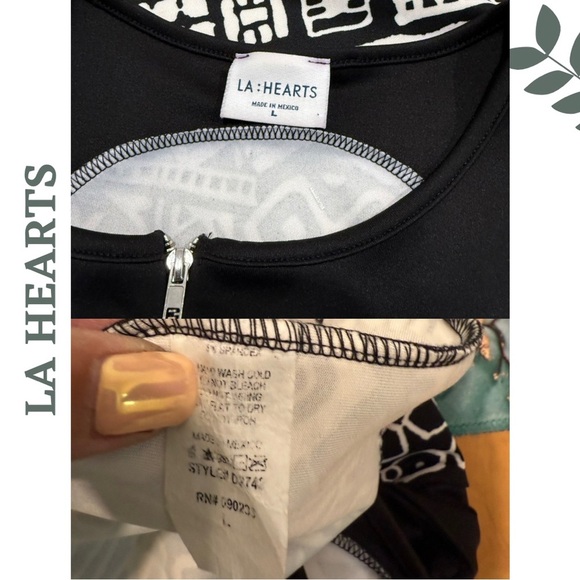 🛍️3/$40 LA Hearts Tribal Print Cutout Bodycon Dress Black White Geometric Large - Picture 7 of 7